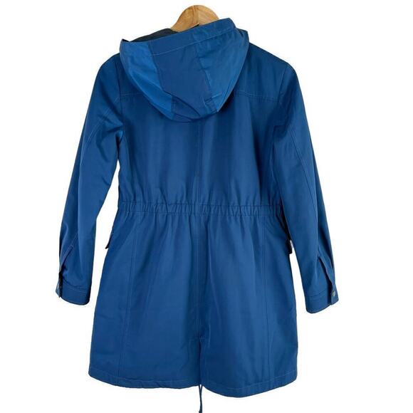 Talbots Insulated Hooded Full Zip Rain Coat Jacket Fitted Waist in Blue, Size SP - Picture 10 of 13